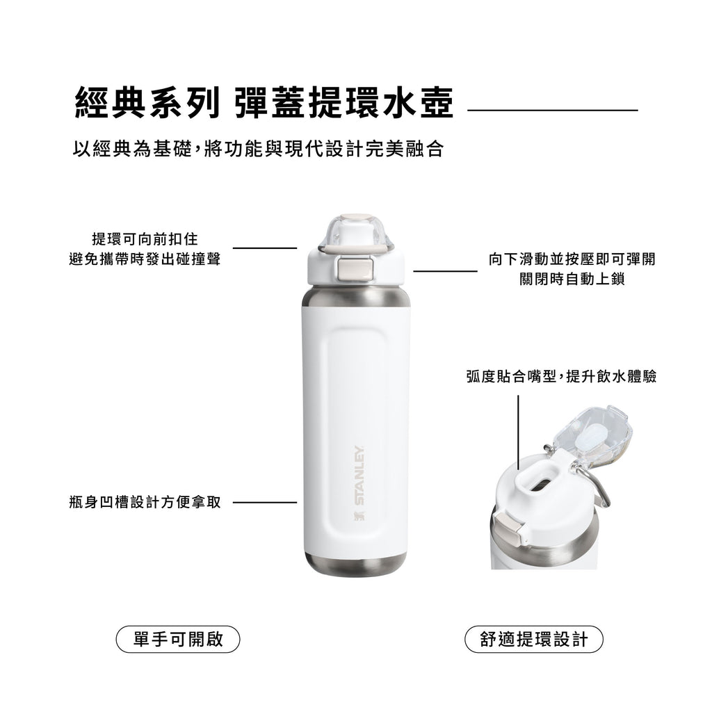 Wellspring 彈蓋提環水壺 | 0.47L | 冰雪白