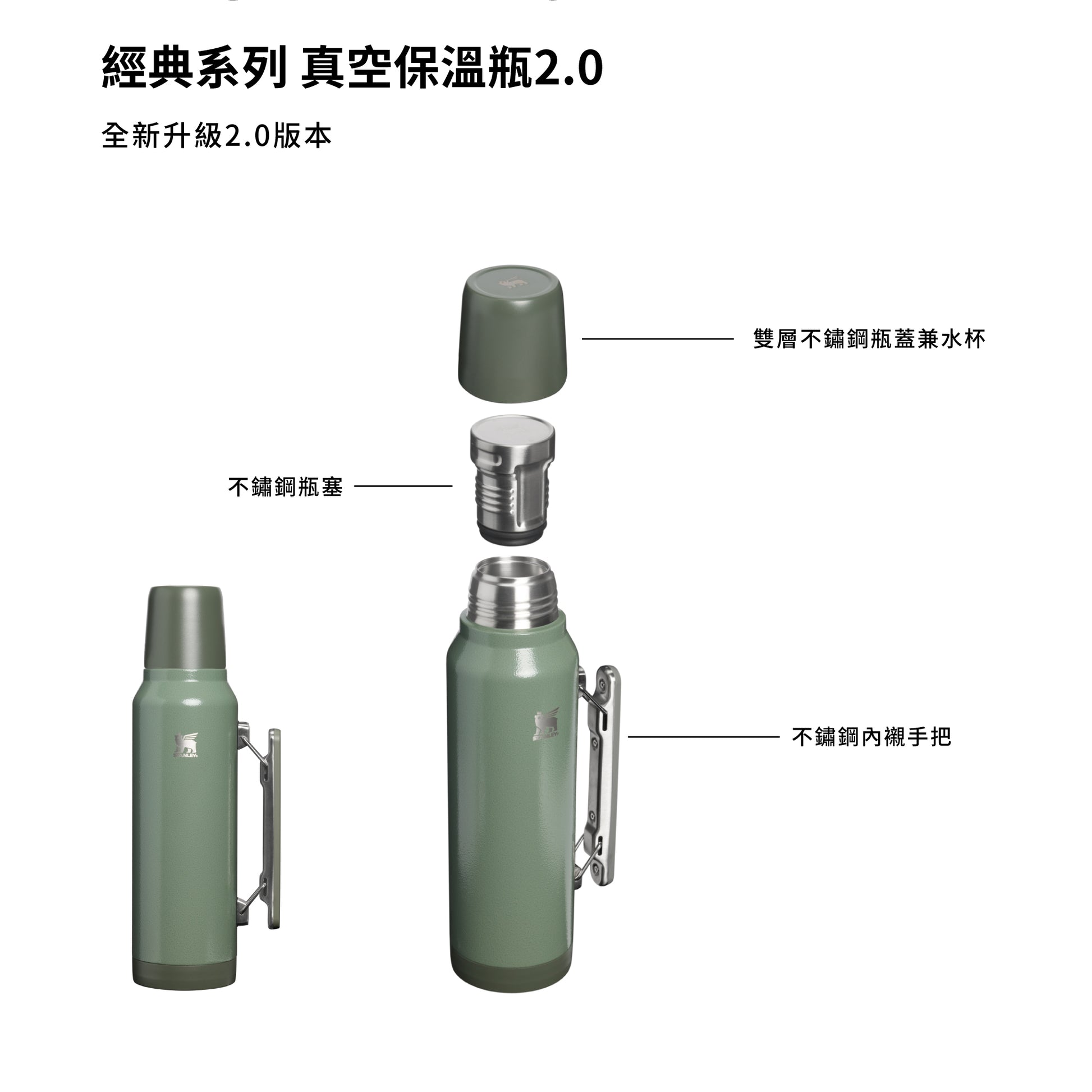 STANLEY 經典系列 真空保溫瓶2.0 | 1.4L | 1.5QT | 錘紋綠