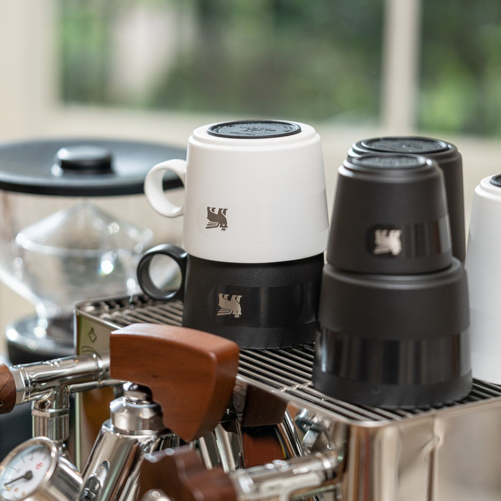 晨光時刻 雙層不鏽鋼濃縮咖啡杯盤組 | 晨霧白