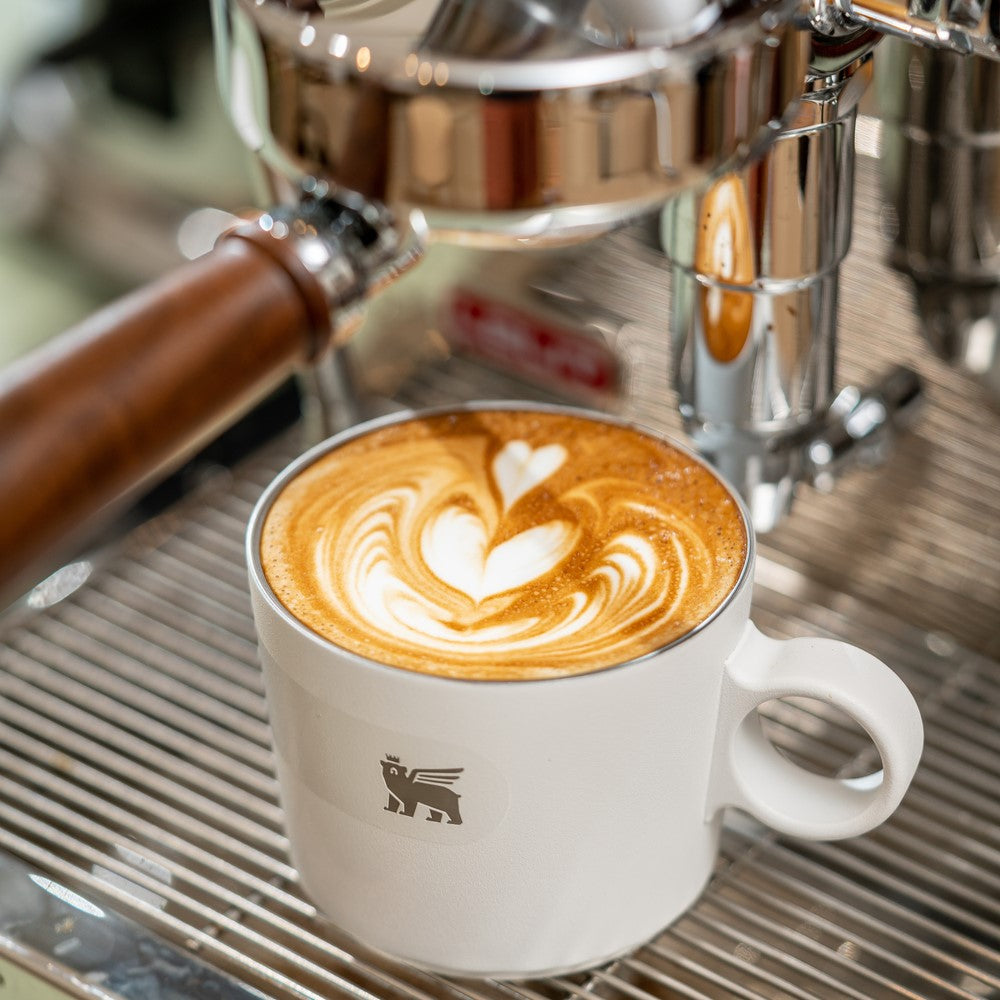 晨光時刻 雙層不鏽鋼卡布奇諾咖啡杯(無底盤) | 晨曦白