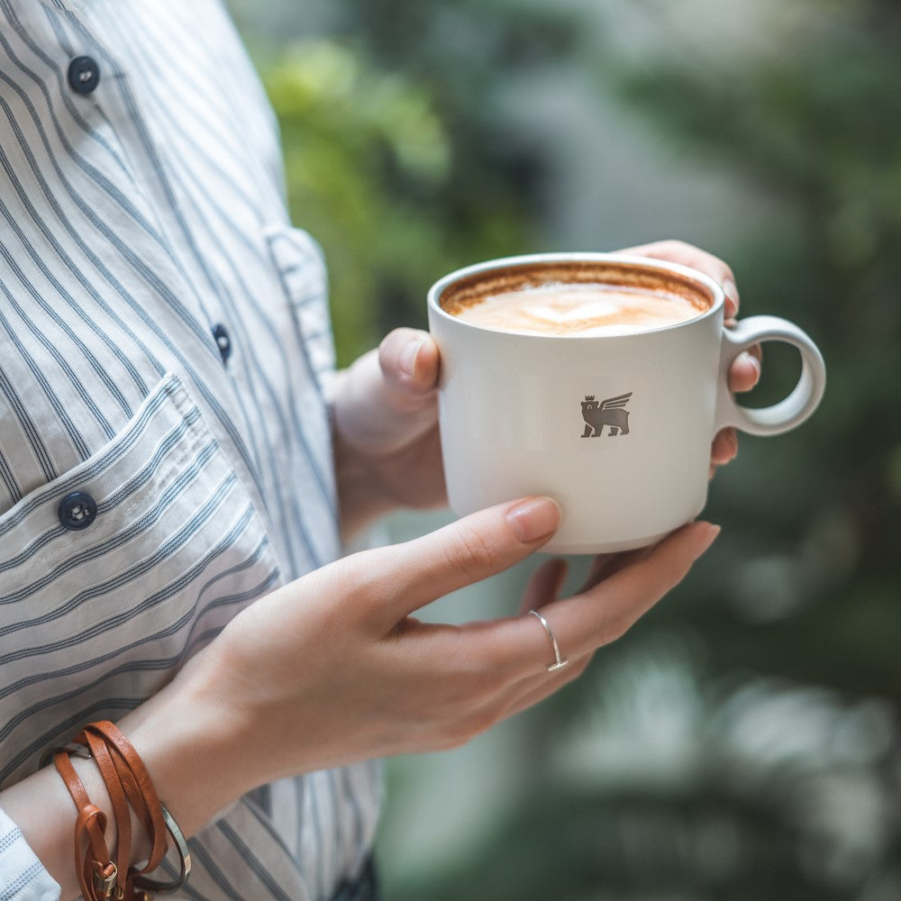 晨光時刻 雙層不鏽鋼卡布奇諾咖啡杯(無底盤) | 晨曦白