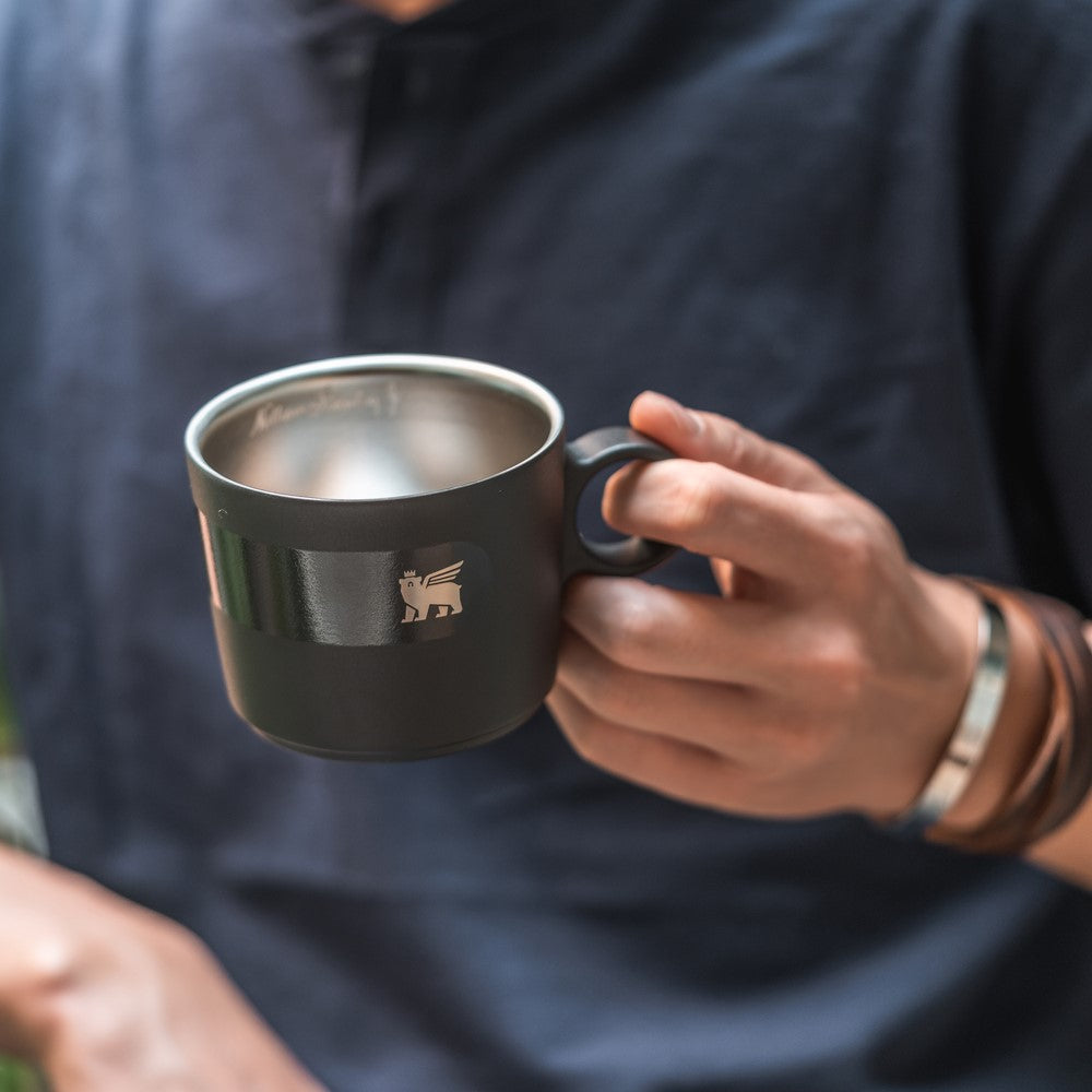 晨光時刻 雙層不鏽鋼卡布奇諾咖啡杯(無底盤) | 消光黑