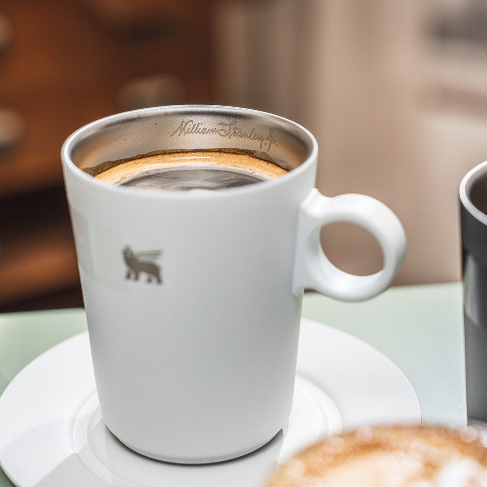 晨光時刻 雙層不鏽鋼拿鐵咖啡杯(無底盤) | 晨曦白