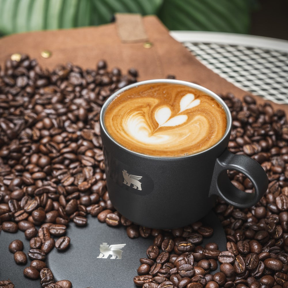 晨光時刻 雙層不鏽鋼卡布奇諾咖啡杯(無底盤) | 消光黑