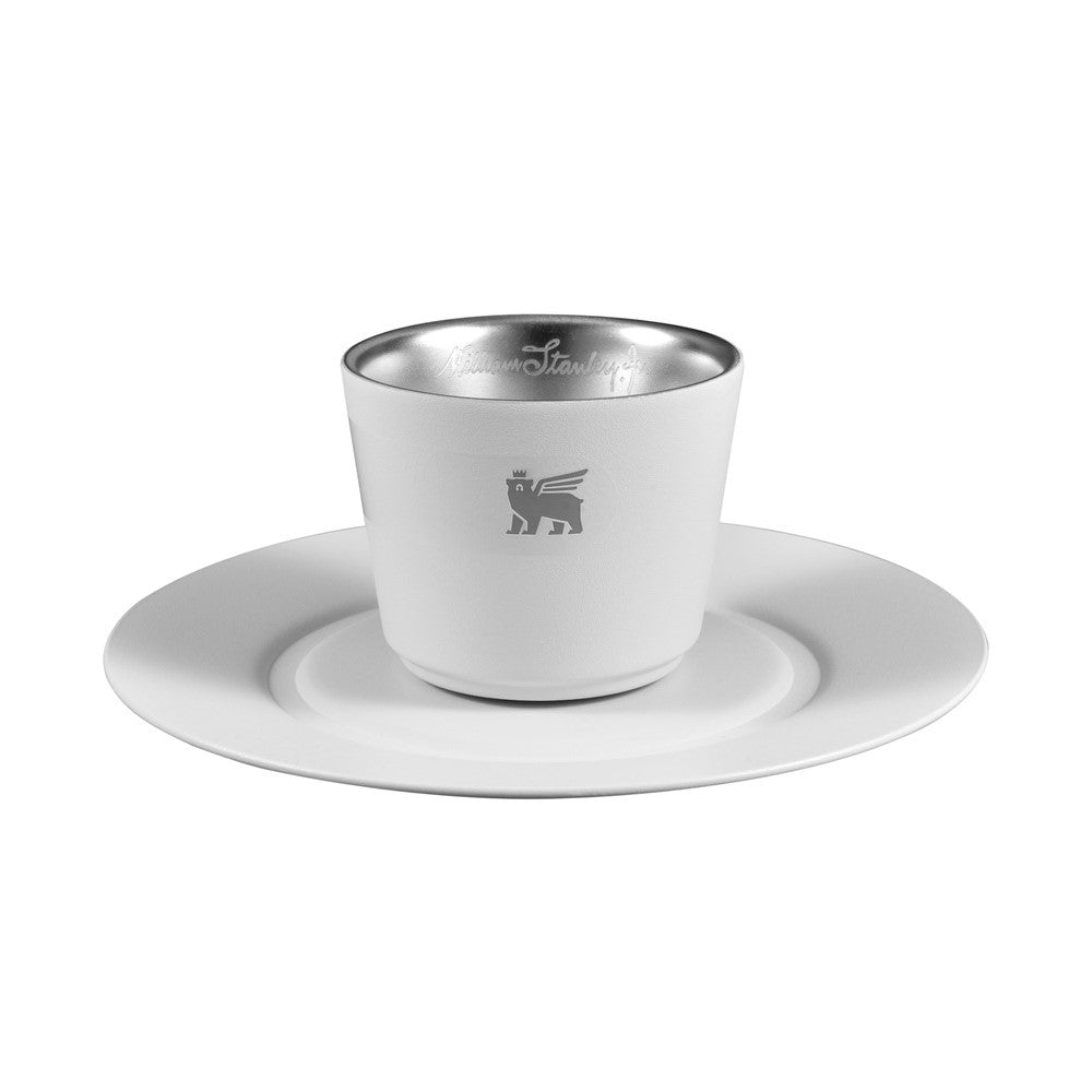 晨光時刻 雙層不鏽鋼濃縮咖啡杯盤組 | 晨霧白