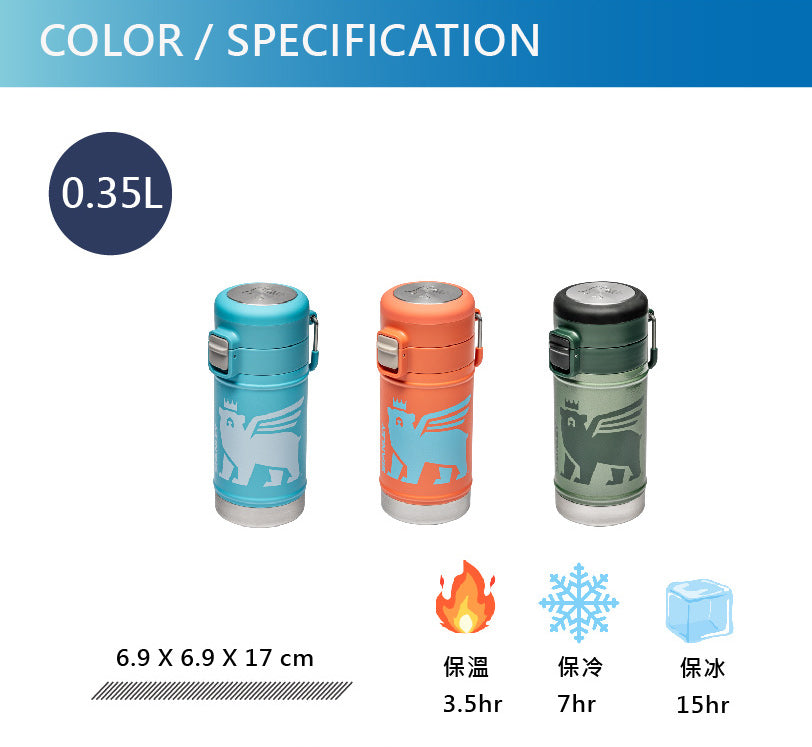 YOUTH 跨界系列 彈蓋穩流316不銹鋼飛熊杯 | 0.35L | 天空藍